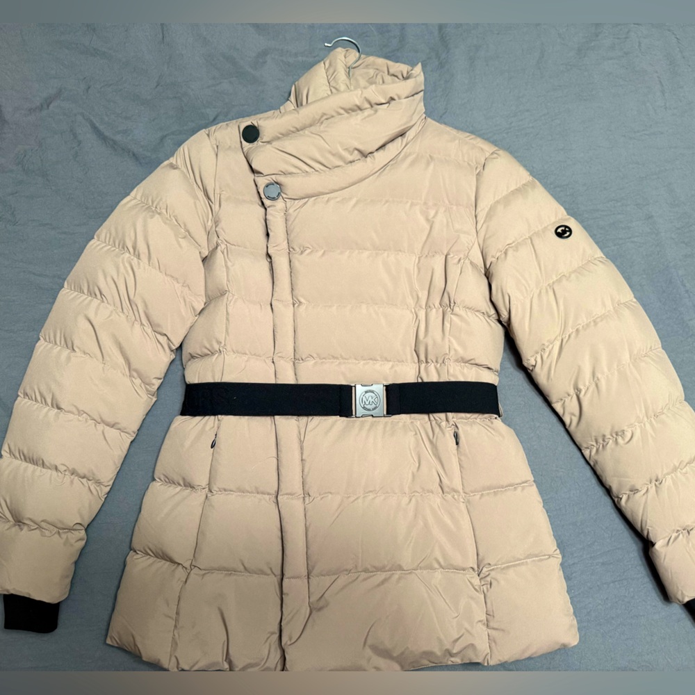 NWOT Michael Kors Asymmetrical Belted Packable Down Puffer Coat